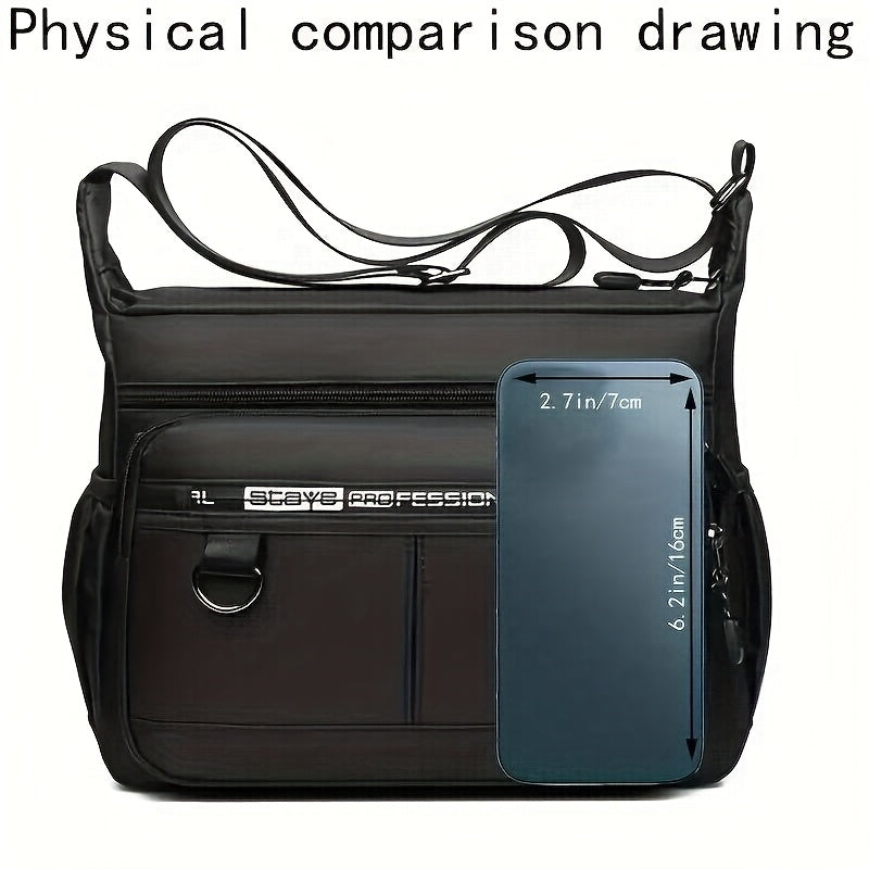 Men's Large Capacity Nylon Chest Bag with Multiple Compartments and Adjustable Strap for Travel and Outdoor Activities