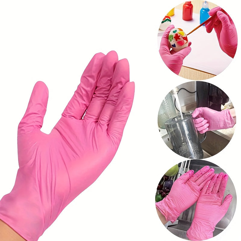 30 Pcs Pink Disposable Nitrile Gloves Powder-Free Durable for Home Cleaning and Tasks