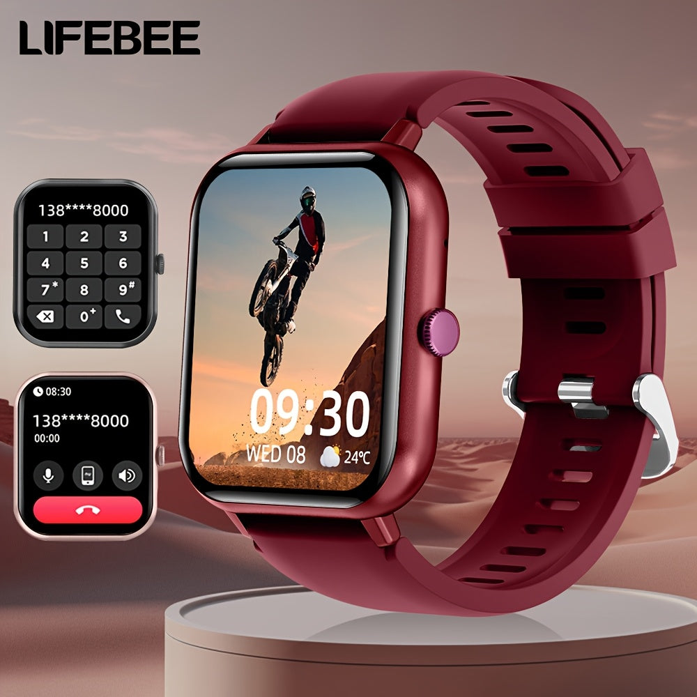 Smartwatch Full Screen Call Function 100+ Exercise Modes Pedometer Calorie Tracker Rechargeable Black Pink