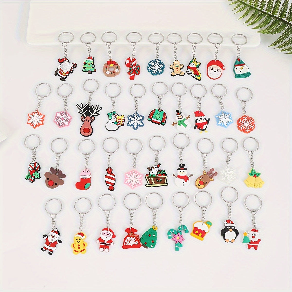 50 Pack Christmas Cartoon PVC Keychains Set for Party Favors and Gifts