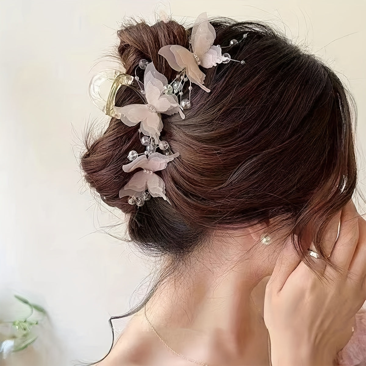 Large Plastic Butterfly Hair Clip for Women and Teens Elegant Solid Color Style