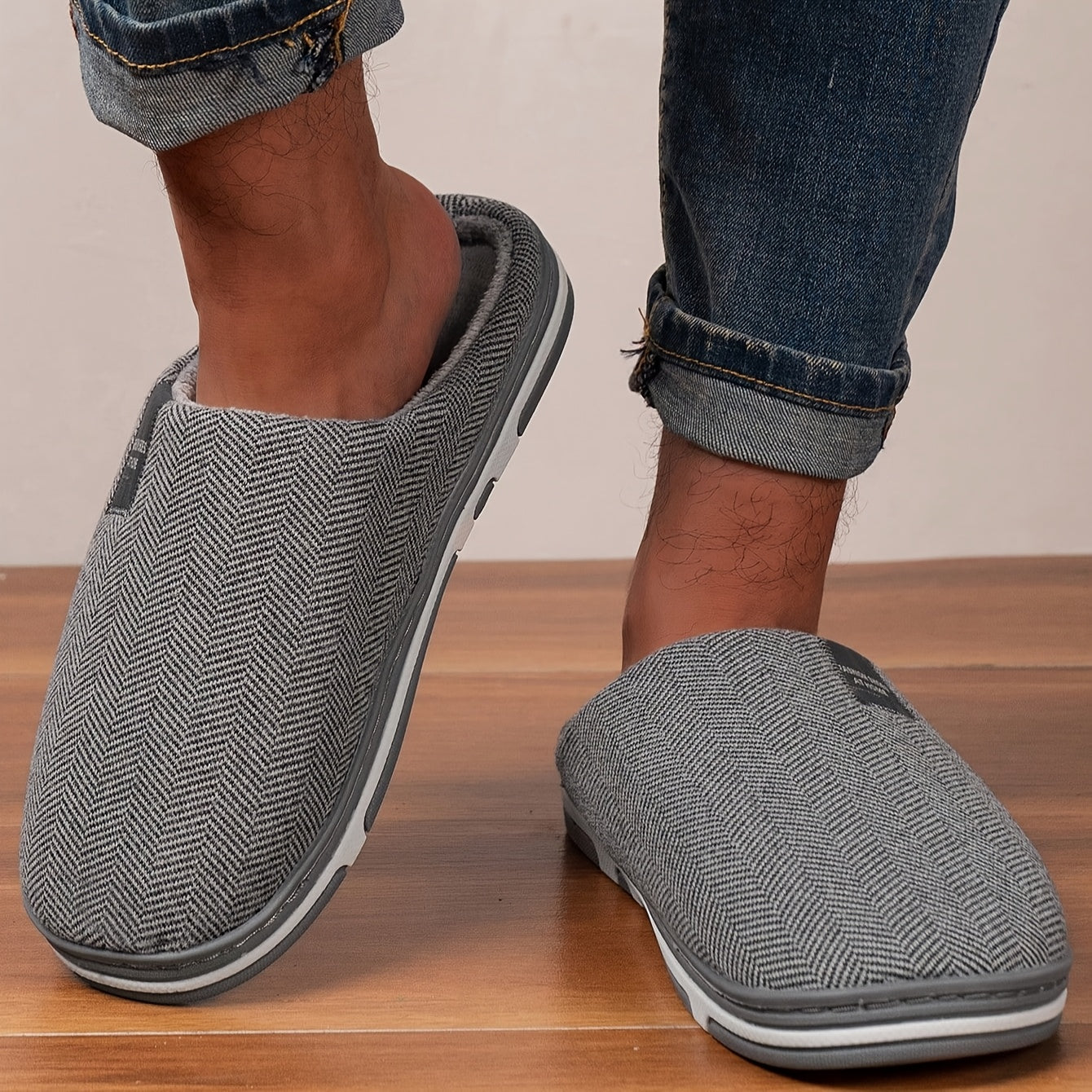 Unisex Plush Slippers Indoor House Slip-On Warm Thick Sole