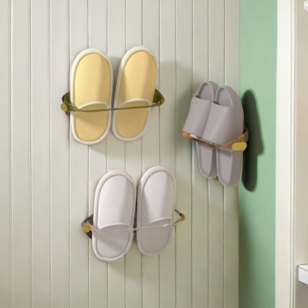 No-Drill Wall-Mounted Shoe Rack Bathroom Organizer Plastic Storage Shelf