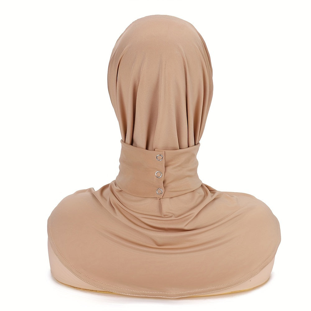 Solid Color Hijab for Women with Elastic Back and Snap Closure
