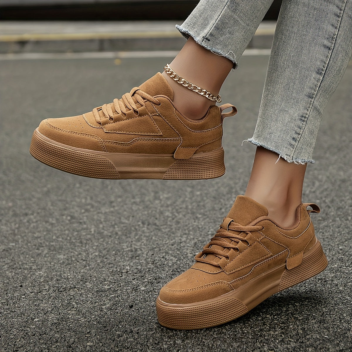 Women's Pink Low-Top Skate Sneakers Casual Outdoor Shoes With EVA Sole
