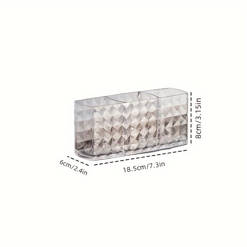 3-Slot Clear Plastic Makeup Organizer for Brushes and Eyebrow Pencils
