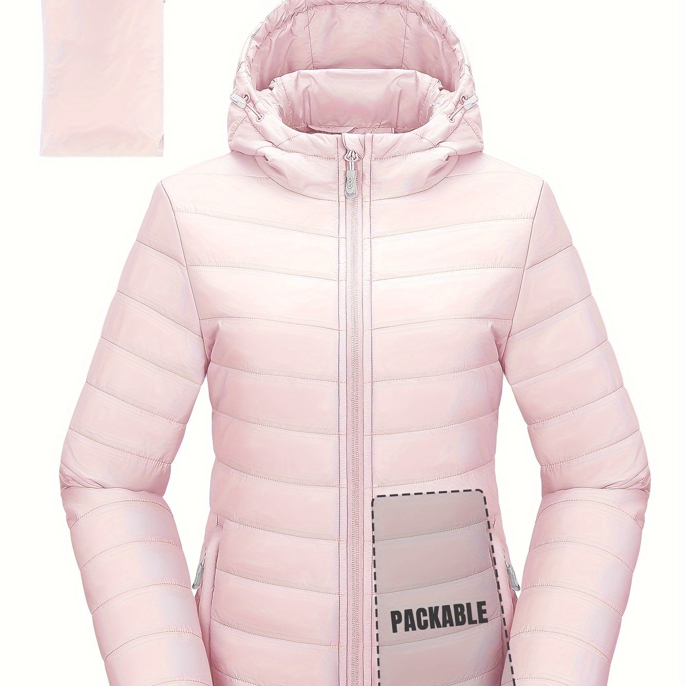 Women's Packable Quilted Puffer Jacket with Hood Waterproof Insulated Teal Blue