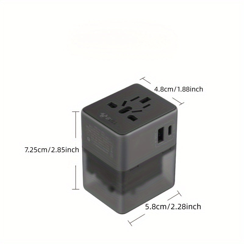 Adaptador de corriente universal para viajes con enchufe múltiple y clavijas US UK AU EU
