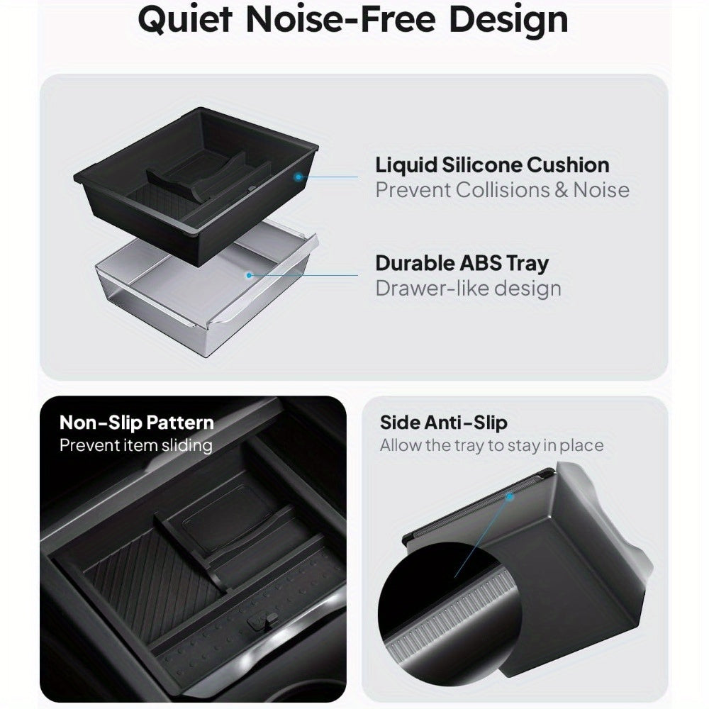 Car Interior Accessory Black Console Organizer 4pcs for Model 3 Y Storage