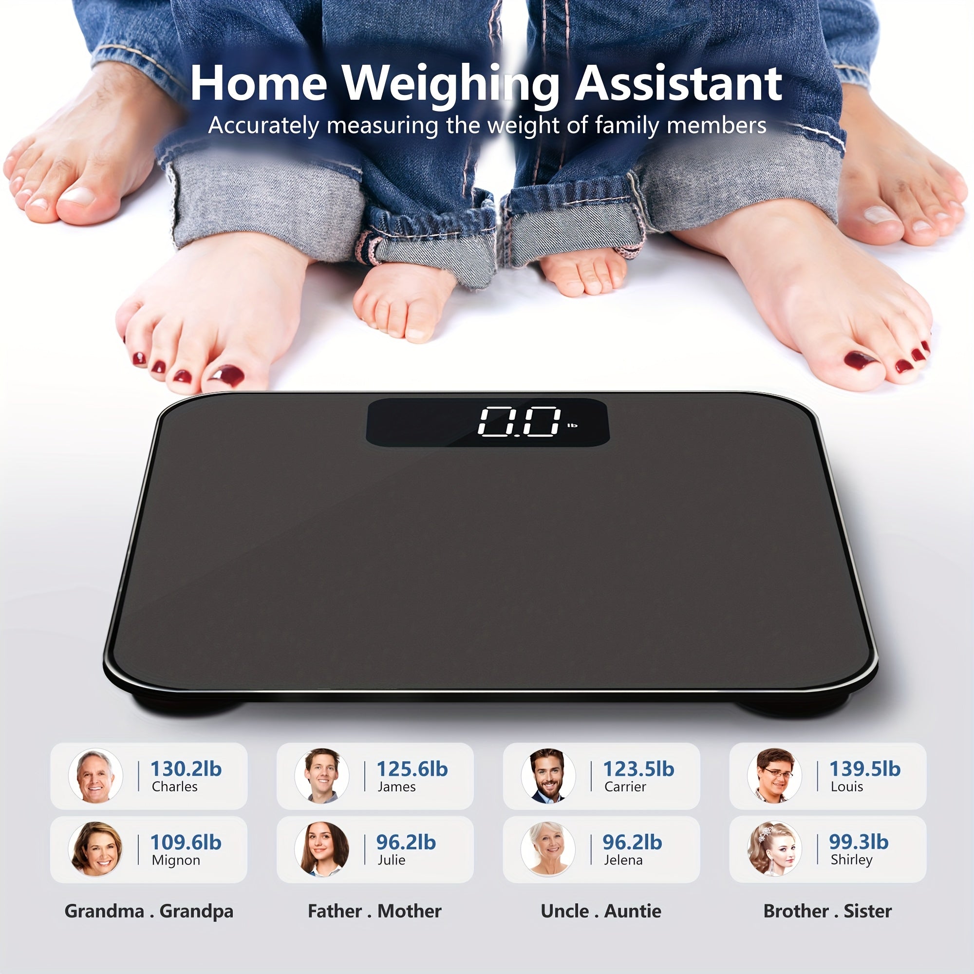 Digital Bathroom Scale Measures Body Weight Up to 181.44 KG with LED Display