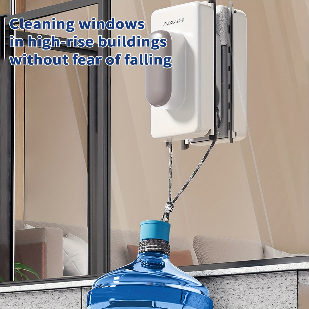 Magnetic Double-Sided Window Cleaner with Safety Accessory for All Glass Surfaces
