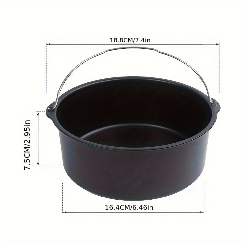Medium 7-Inch Non-Stick Carbon Steel Air Fryer Baking Pan with Attachments