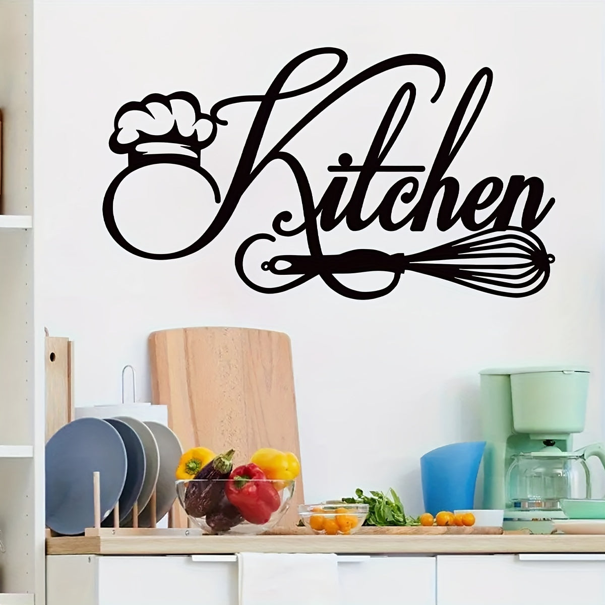 Kitchen Wall Decal Chef Hat and Whisk Design Removable Self-Adhesive Durable