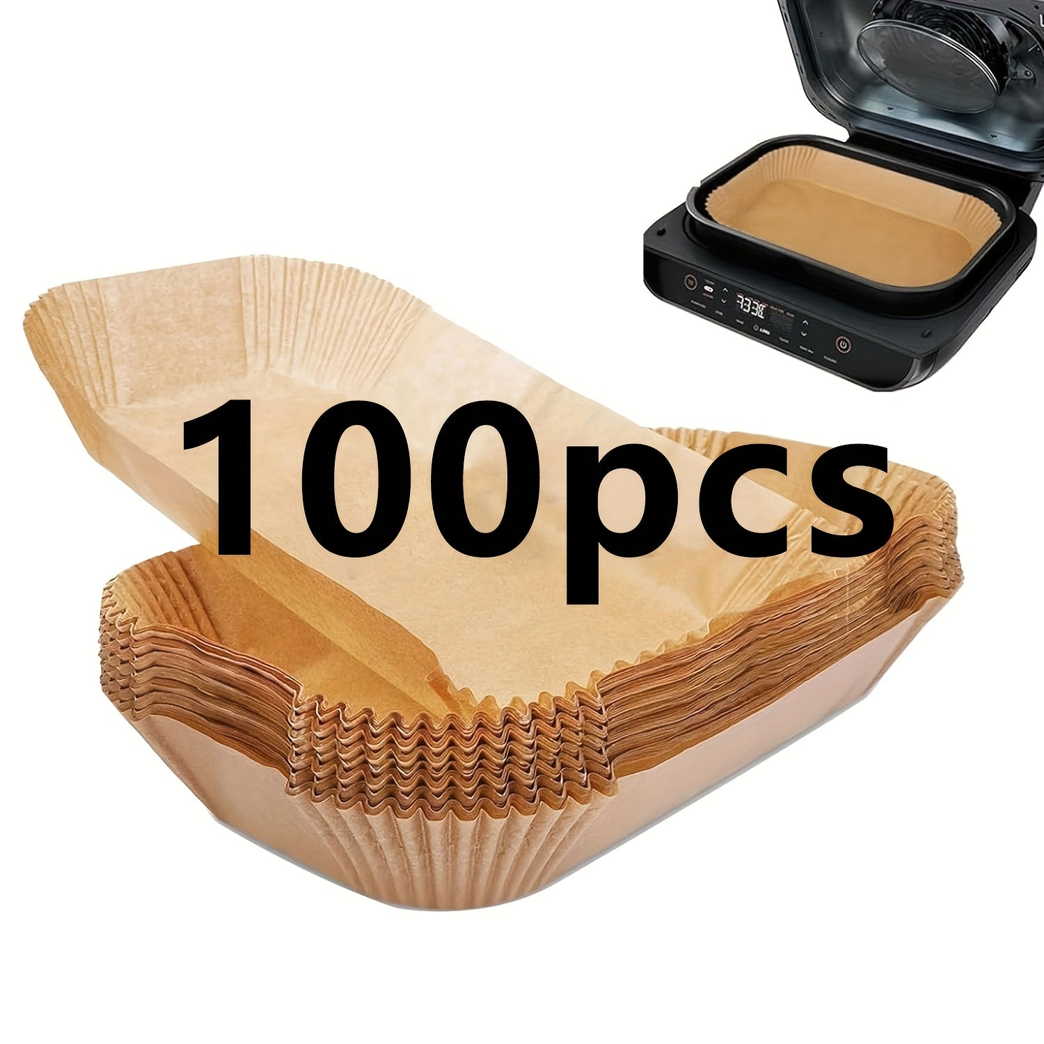 Pack of 50/100 Non-Stick Waterproof Air Fryer Parchment Paper Liners for Baking