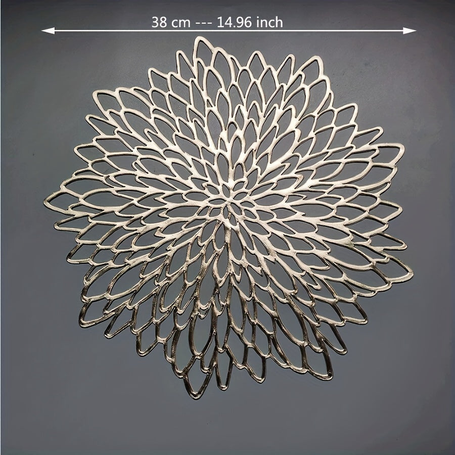 Juego de 6 manteles individuales dorados huecos para bodas y centros de mesa