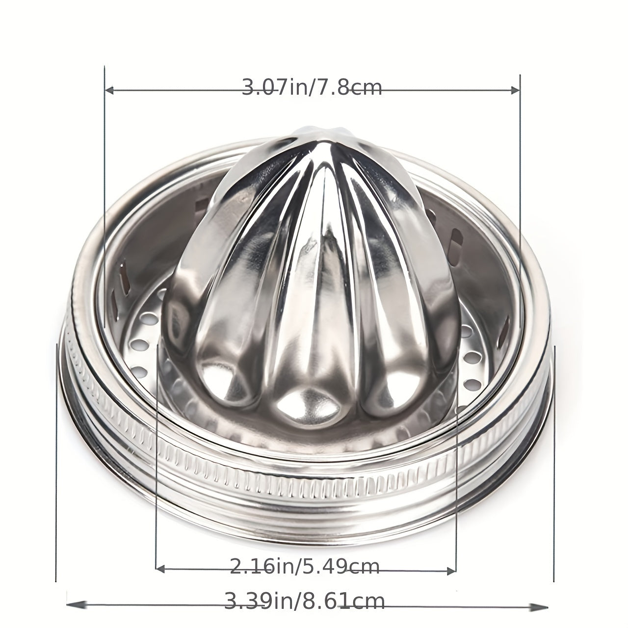 Stainless Steel Citrus Juicer Cover with Reusable Wide Mouth Lid for Mason Jars Food Containers and Cans Kitchen Tool