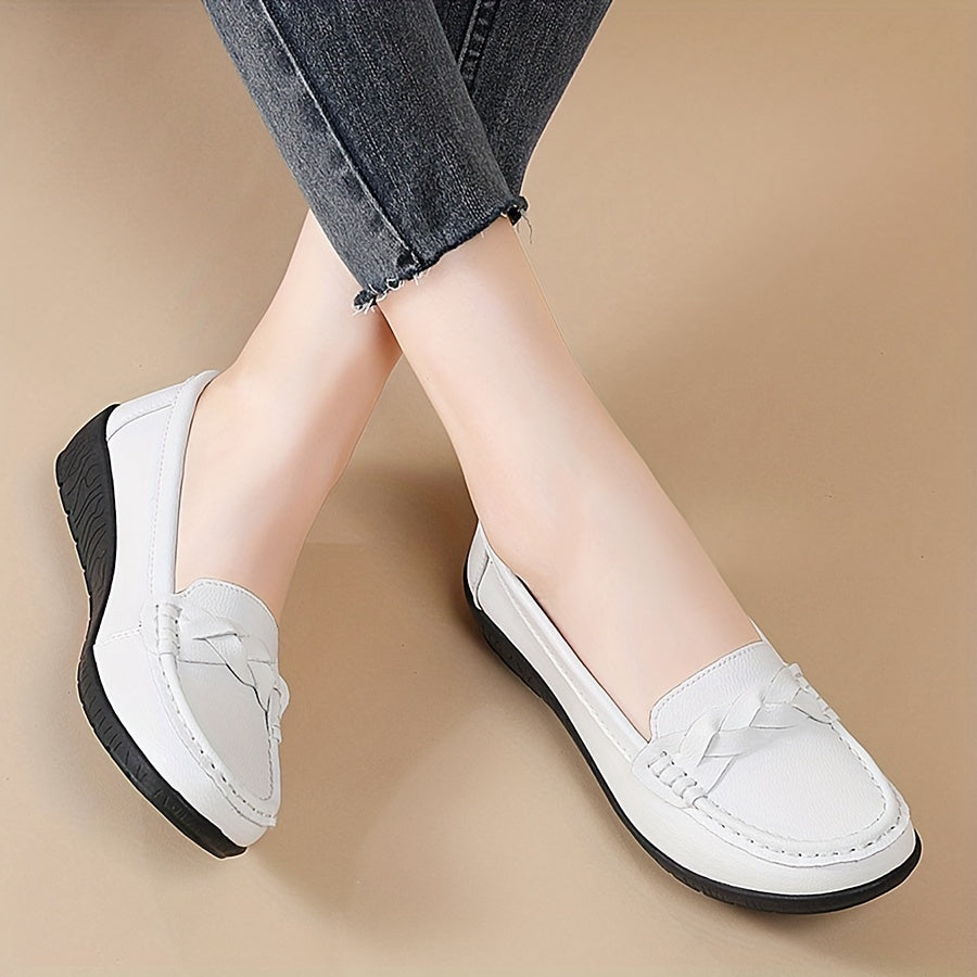 Women's Flat Loafers Slip-On Walking Shoes Soft Sole Rubber Sole
