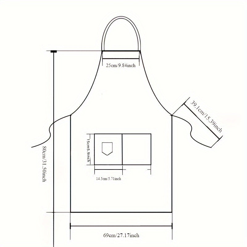 Brown and Black Polyester Apron with Pockets for Cooking Baking and BBQ