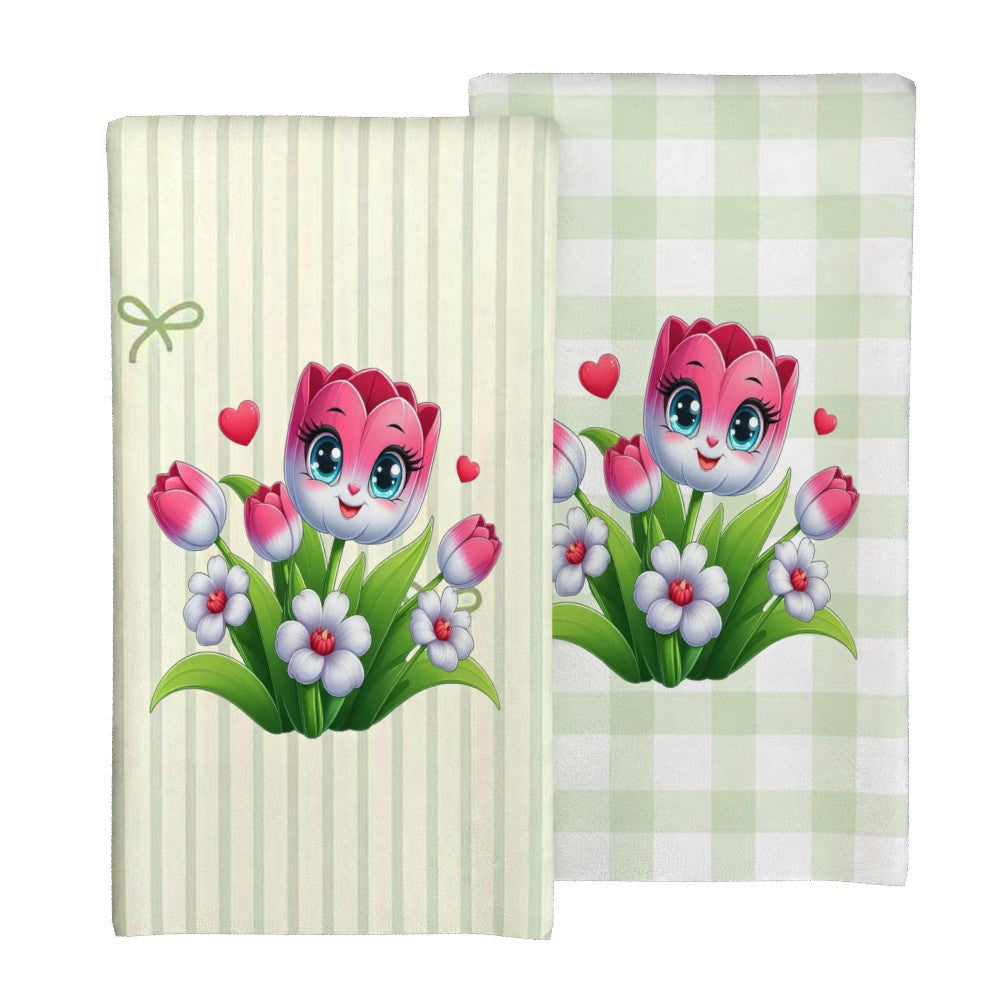 Two Pieces Decorative Towels Quick-Dry Absorbent Kitchen Bathroom 45.72x66.04 cm