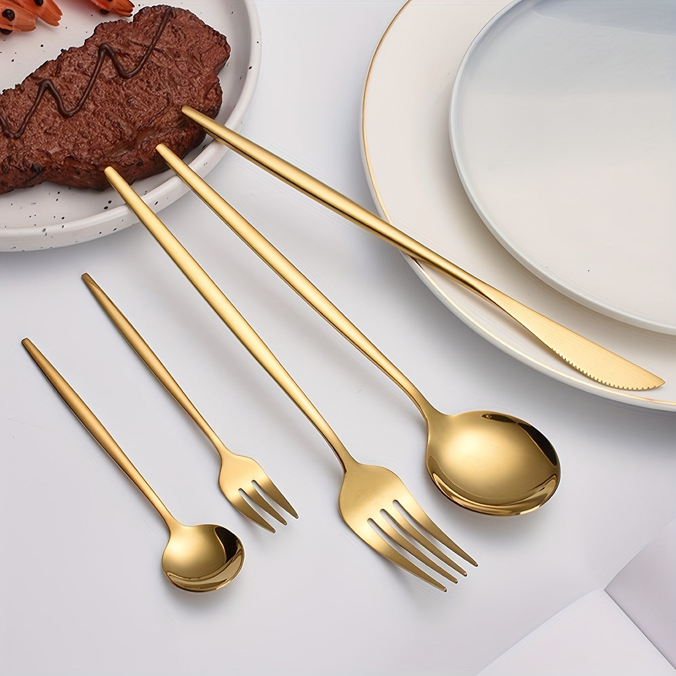 30-Piece Gold Stainless Steel Cutlery Set for Home and Restaurant Use