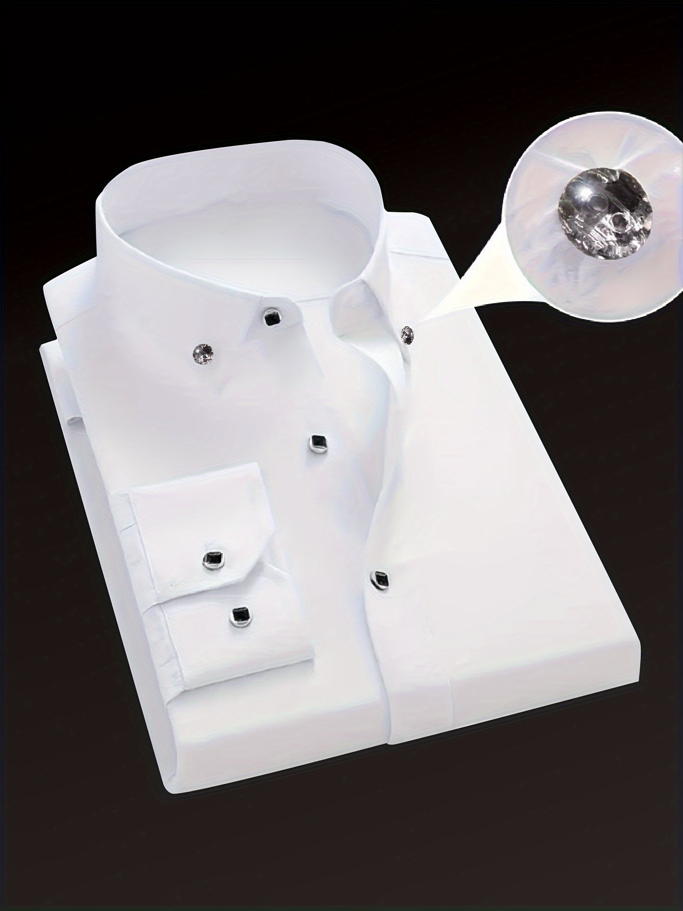 Men's Solid Color Dress Shirt 100% Polyester Regular Fit Lapel Collar All-Season