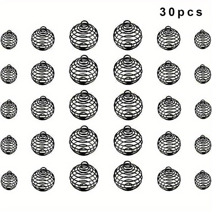 Set of 30 Silver Spiral Bead Cage Pendants in 3 Sizes for Jewelry Making and Necklaces