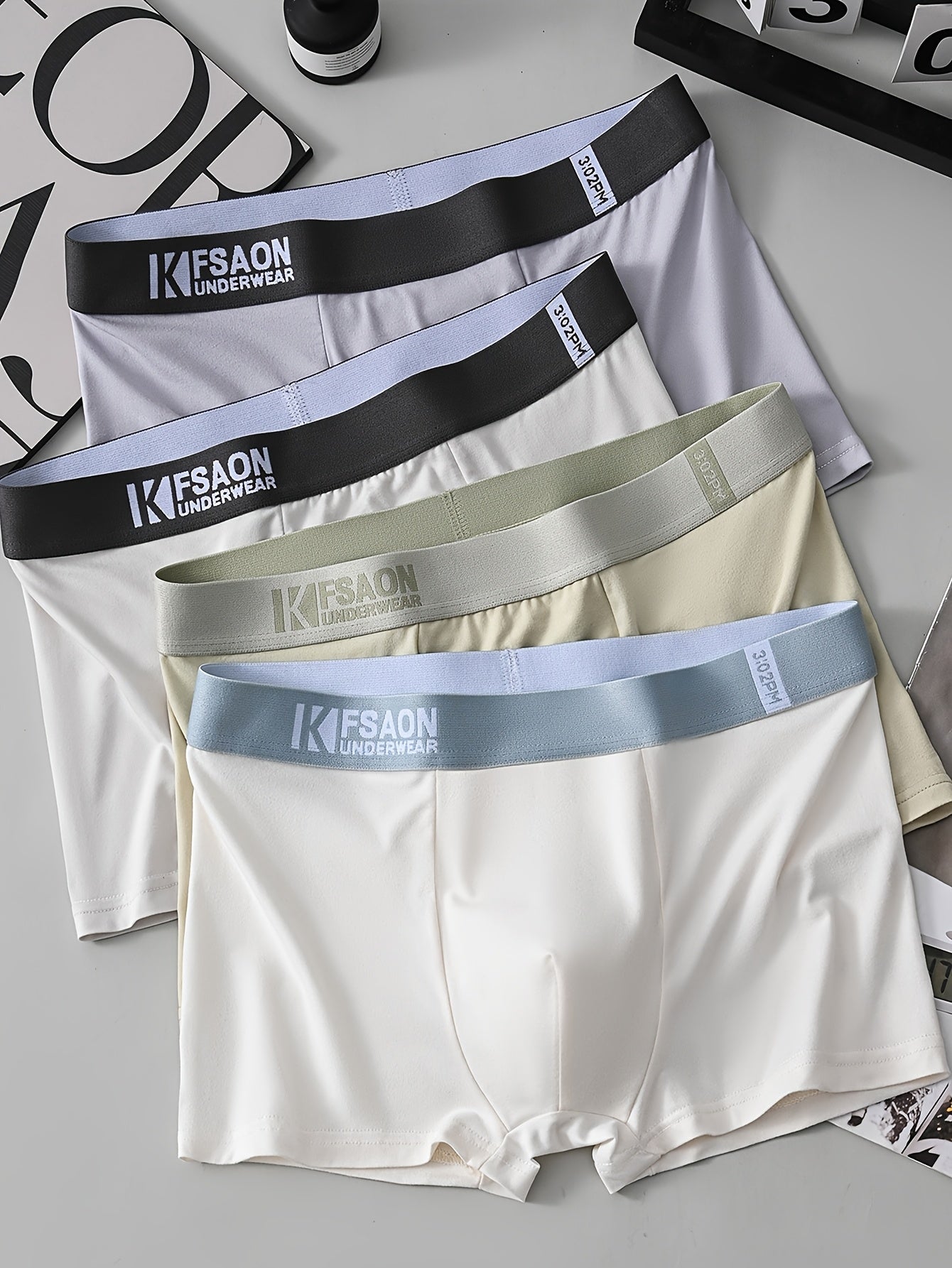 Men's Boxer Briefs Breathable Soft Elastic Casual Sports Polyester Knit Fabric