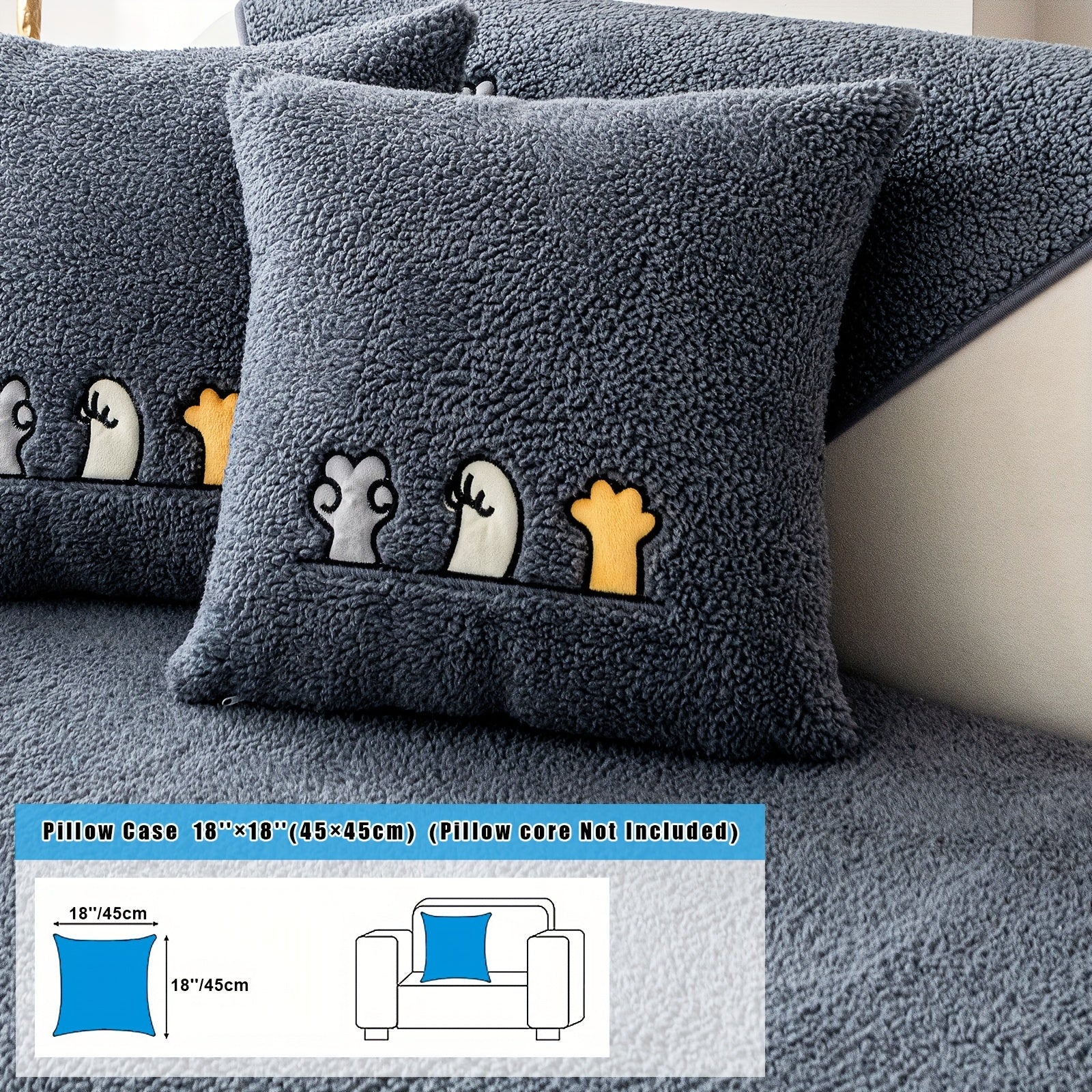 Софа с чехлом из шерпы, дружелюбным к домашним животным и нескользящим защитным покрытием для домашнего декора.