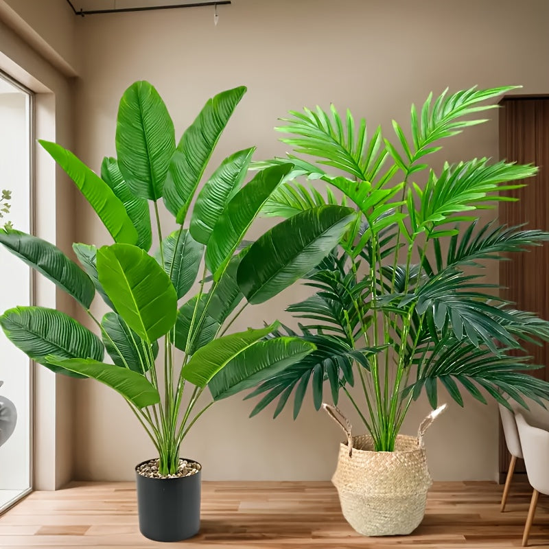 Juego de 2 plantas de palma artificial para decoración de hogar y oficina primavera verano plástico