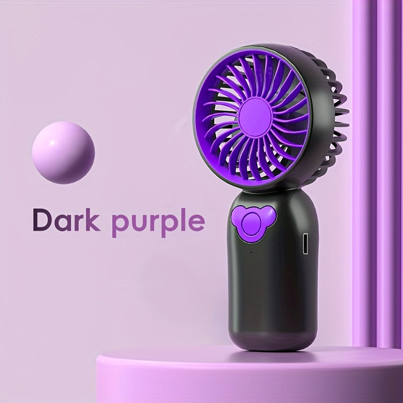 Mini Fan Portable Rechargeable Battery USB Charging 3-Speed Compact Black White