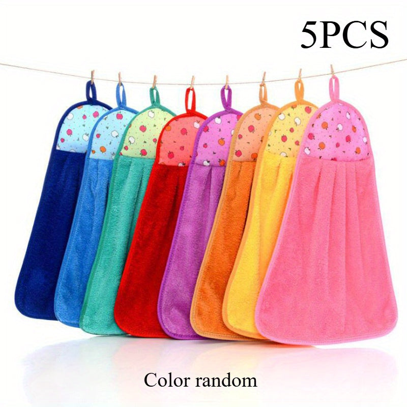 5/10/20 ta Koral Fleece Oshxona Qo'l Sochiqlari, Juda Yumshoq va Singdiruvchi, To'kilmaydigan, Zamonaviy Patchwork Uslubi, To'qilgan Polyester 100%, 57gsm, Uy va Mehmonxona Tozalash Ta'minotlari uchun Ideal.