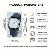 Square Quartz Wrist Watch for Men and Women Alloy Case PU Leather Band Casual Style