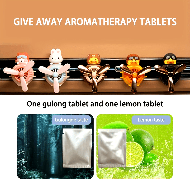 Cute Cartoon Duck Car Air Freshener Rotating Propeller Vent Fan Decoration