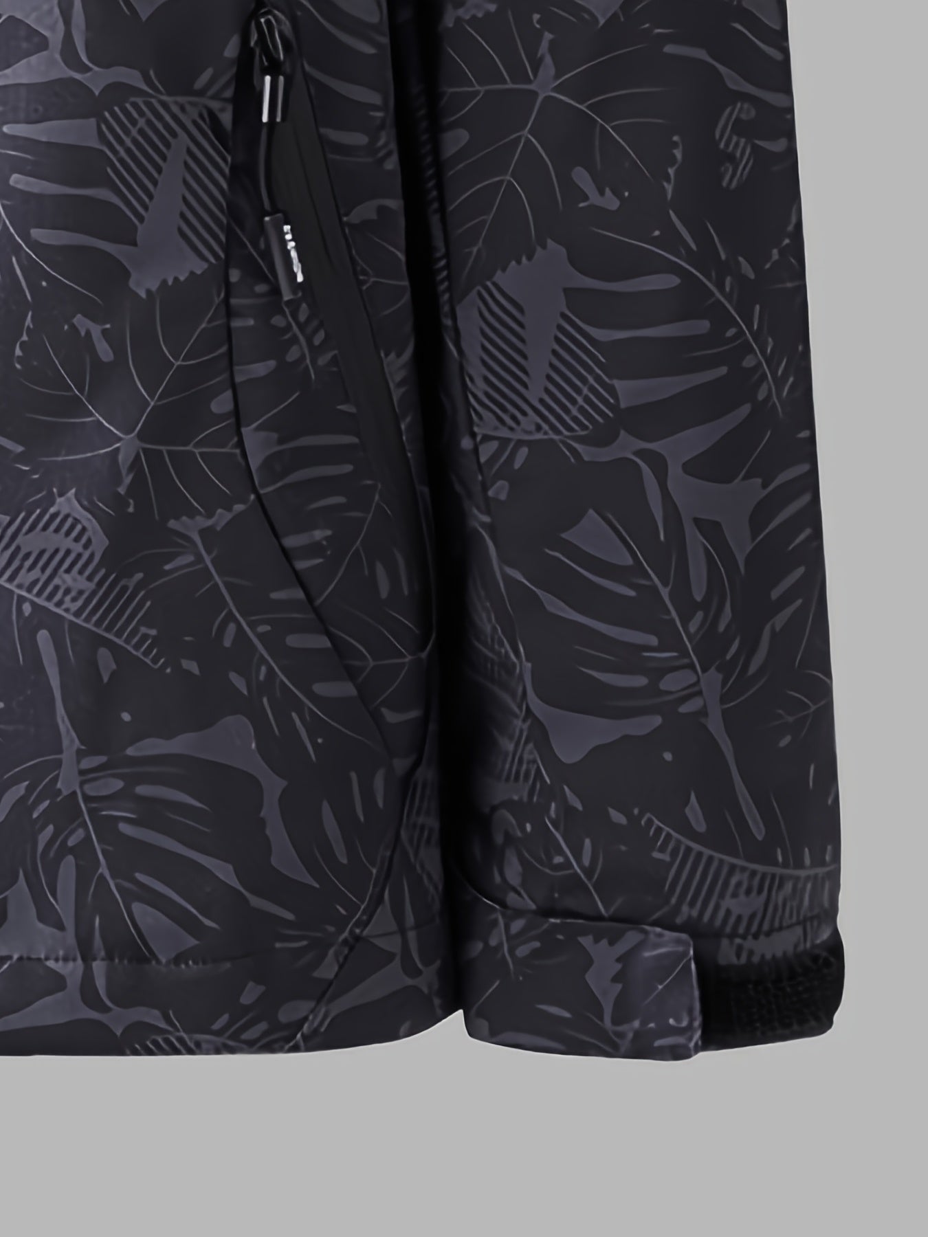 Women's Waterproof Windbreaker Jacket with Zipper Stand Collar and Random Print