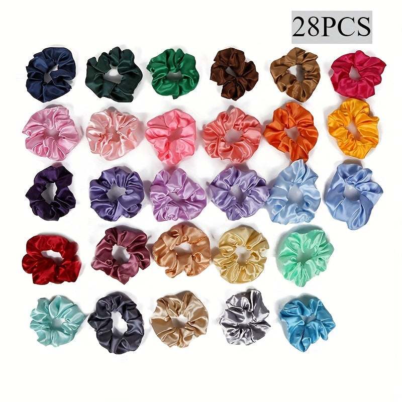 60 Colorful Satin Hair Ties Set for Women and Girls Elastic Bands