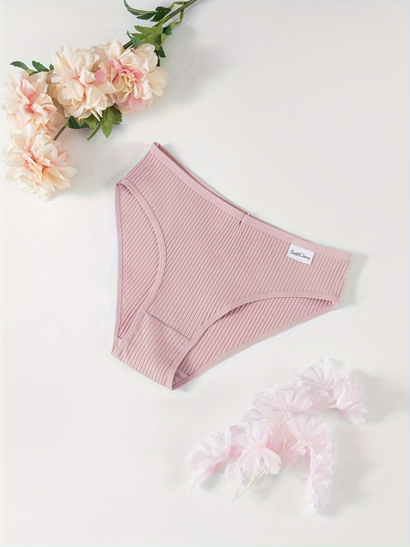 8-to'plam ayollar uchun shovqinsiz ribli paxta ichki kiyimlar, nafas oladigan, qulay kiyim