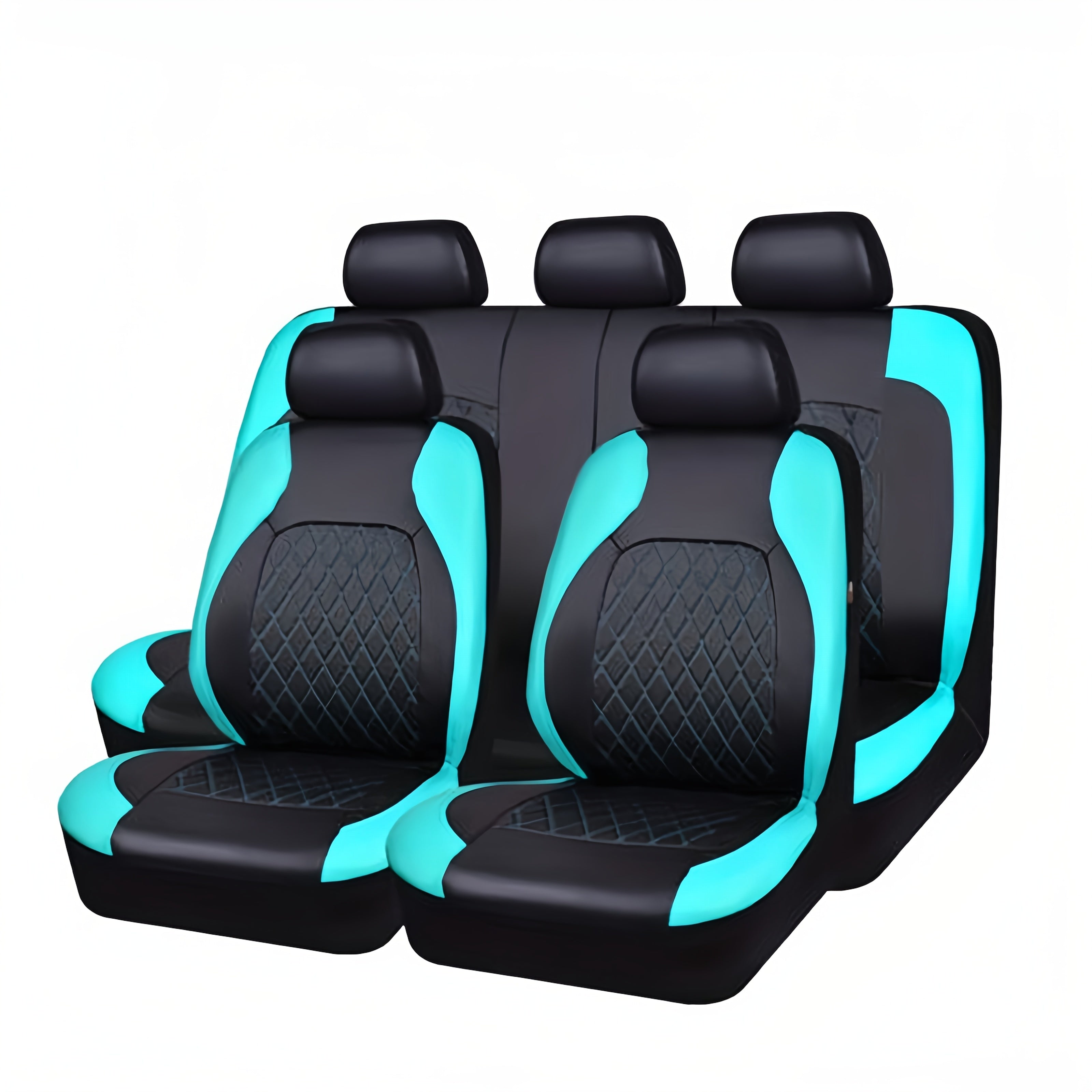 Universal PU Leather Car Seat Covers Full Set Breathable Airbag Compatible Fits Cars Trucks SUVs