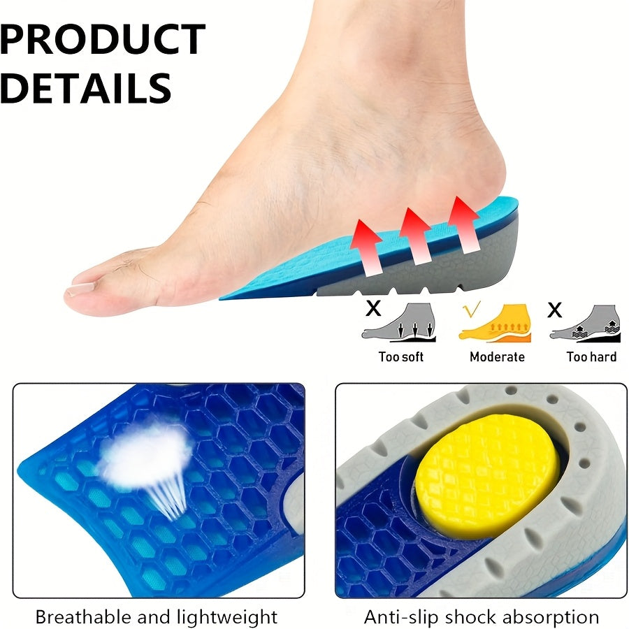 Unisex Heel Cushions Soft Gel Arch Support Shock Absorbing Blue White