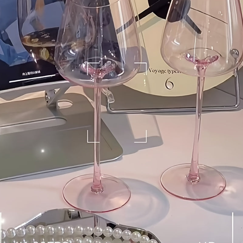 Pink Flamingo Crystal Wine Glasses Set of 2 Elegant Romantic for Valentine's Day