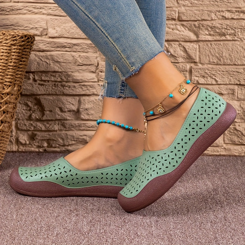 Women's Non-Slip Beach Shoes Flat Sole Cushioned Insole Beige Casual Sandals