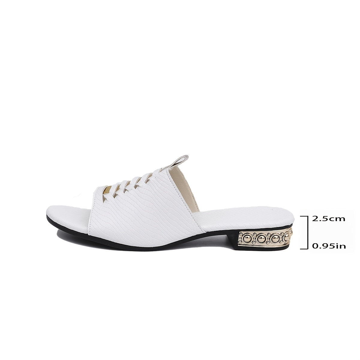 Ayollar uchun oq peep toe yozgi sandallar, qalin poyabzal bilan