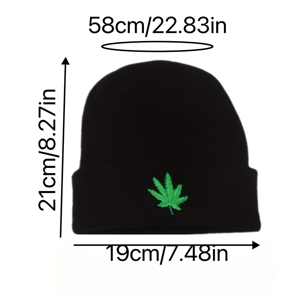 Embroidered Leaf Knit Hat Unisex Sports Cap for Men Women Teens
