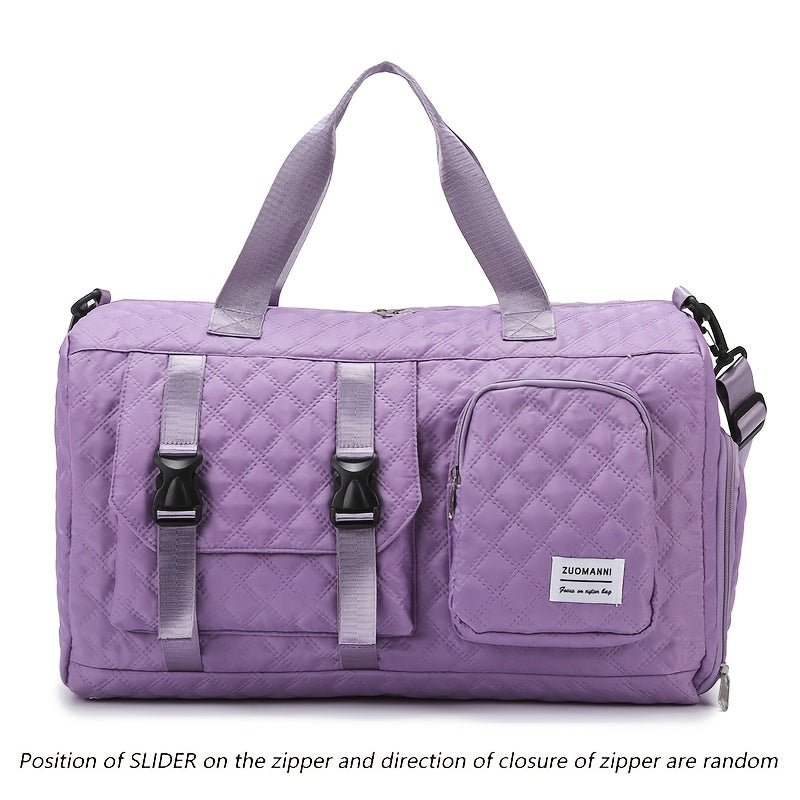Durable Nylon Travel Duffle Bag for Overnight Trips in Gray Pink Purple Black