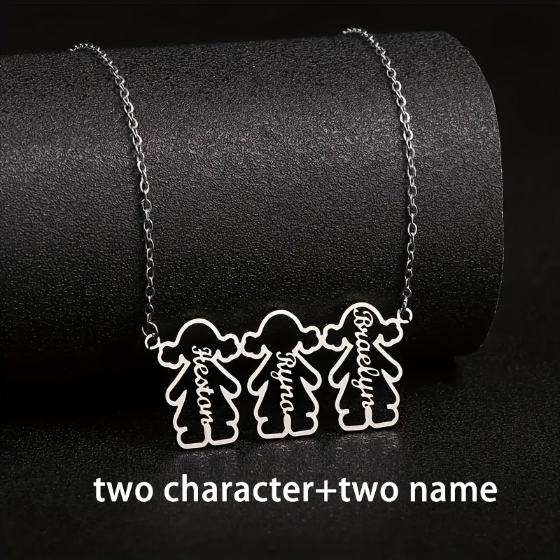 Personalized Stainless Steel Pendant Necklace with Multiple Names for Women