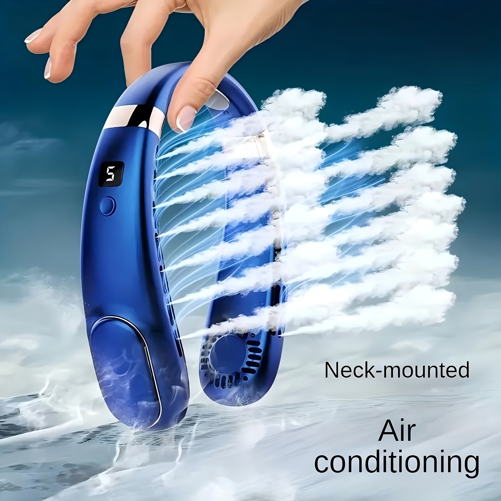 Portable USB Neck Fan with Adjustable Speed Digital Display for Outdoor Use