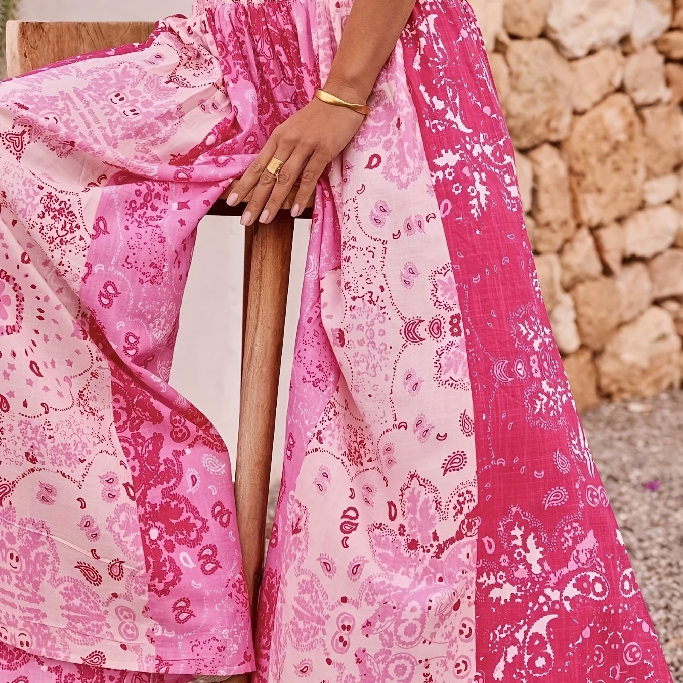 Women's Plus Size Floral Print Wide-Leg Pants with Elastic Waist Blue White Tropical