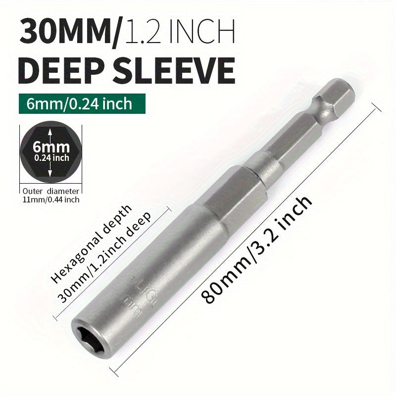 Juego de llaves de vaso profundo de 30mm, acero de vanadio cromado, llave hexagonal extendida, no magnética
