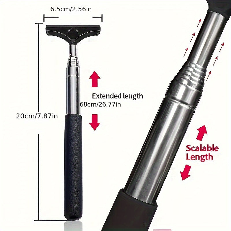 Portable Car Window Cleaner with Sponge Tip, Extendable Metal Handle