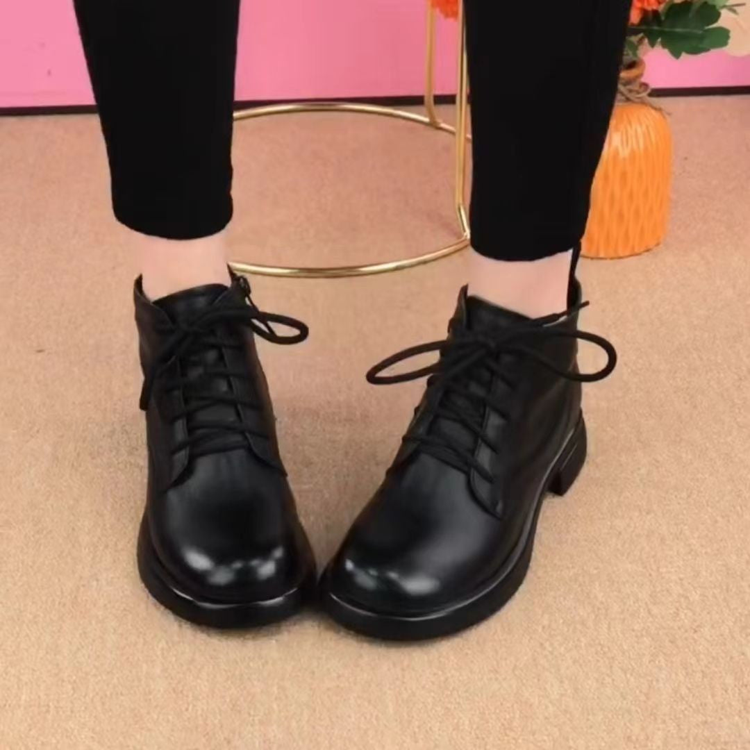 Women's Western Style Chunky Platform Boots Durable PU Low Heel