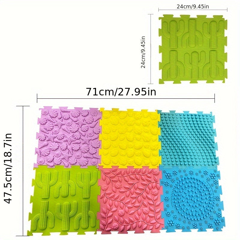 Set of 6 Interlocking Foam Puzzle Floor Mats with Edging Soft Anti-Slip Play Area Rug Square Tiles